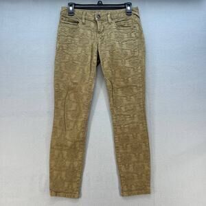 Free People Women's Size W 26 Skinny Dark Khaki Pant Embossed Textured Preppy